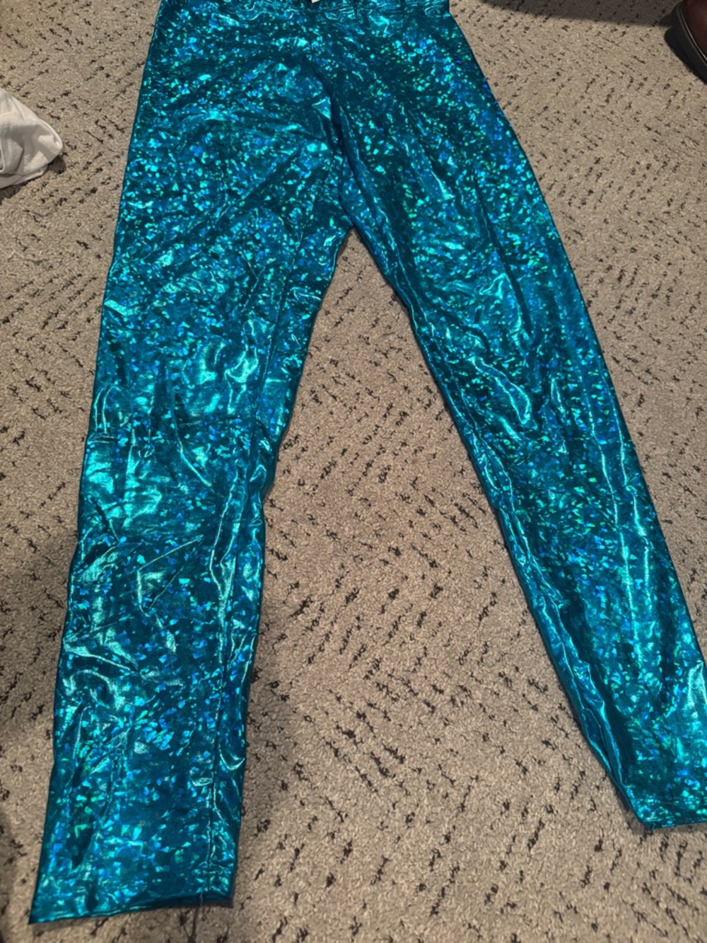 Metallic Teal Leggings - Women's Pants